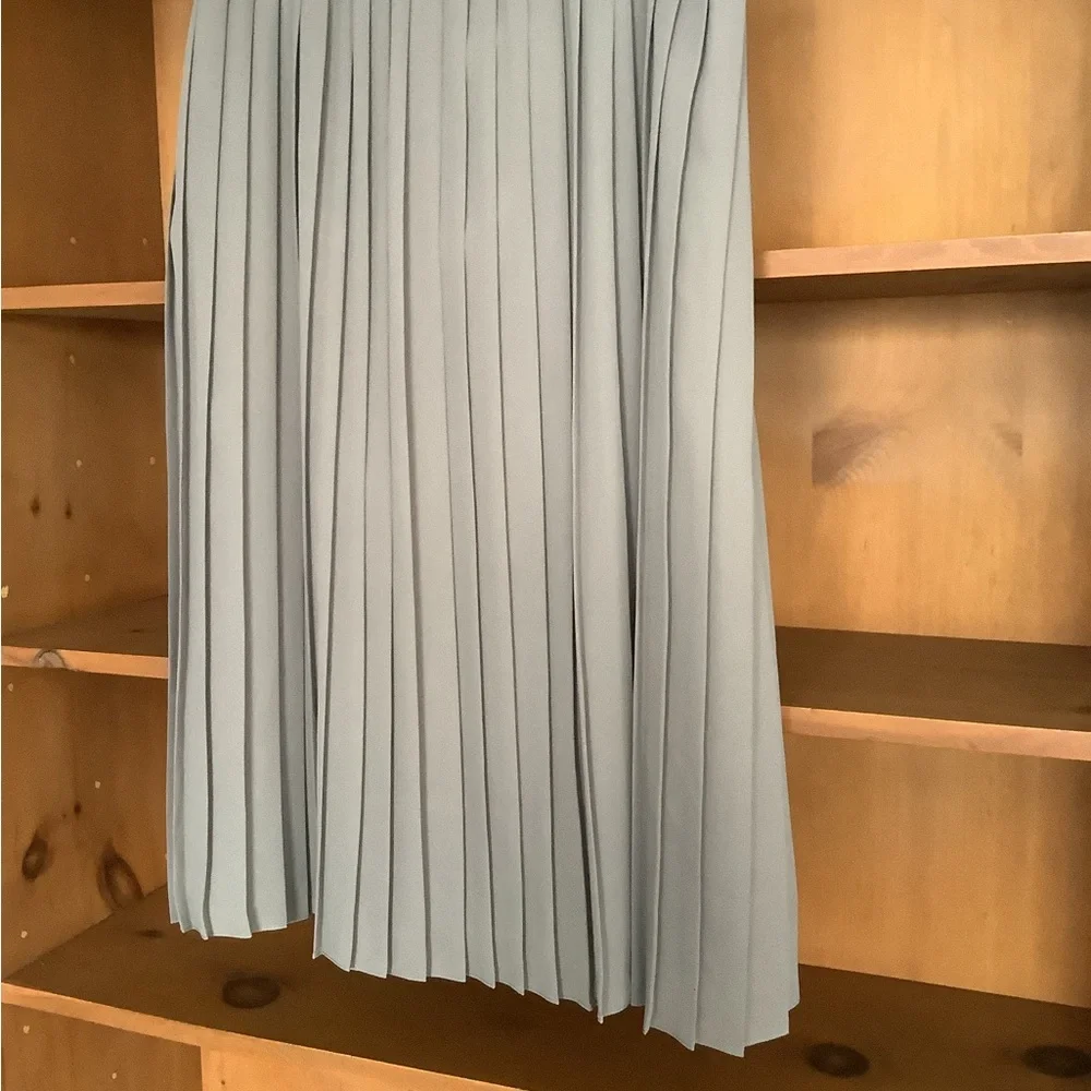 Vintage 90s Taupe Pleated Midi Plus Size Skirt Made in Canada Size 16W - Picture 6 of 12